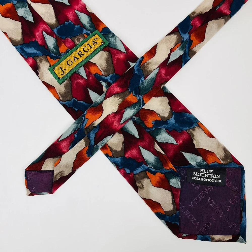 J. Garcia Blue Mountain Collection Six Silk Necktie Mens Multicolor Abstract 57